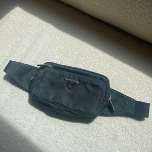 PRADA RE NYLON AND SAFFIANO LEATHER BELT BAG 100% AUTHENTIC